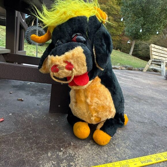 Vintage stuffed animal bull with ring in nose black 1950s old toys collector far - Picture 1 of 10
